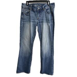 American Eagle Stretch Jean Boyfriend Distressed Slim Boot Size 14